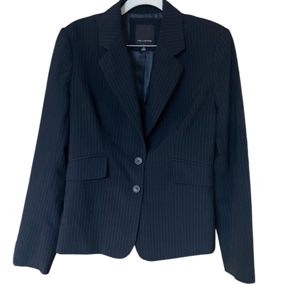The Limited navy striped blazer dress jacket 6